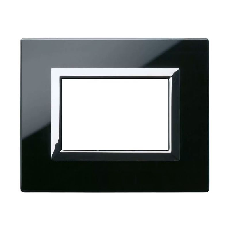 Placca Ave Sistema 44 "Vera 44" Vetro 3 moduli Nero assoluto 44PV3NAL