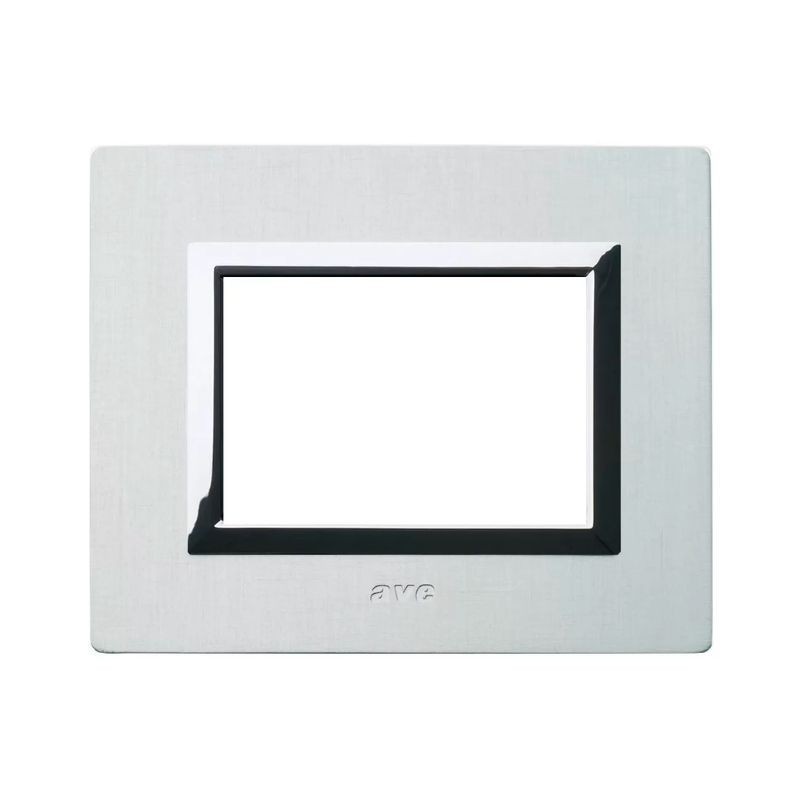 Placca Ave Sistema 44 "Vera 44" Alluminio 3 moduli Alluminio Naturale 44PA3ALS