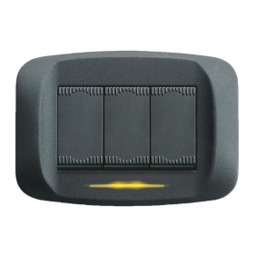 Placca Griglio scuro metallizzato 3 moduli Banquise 45 Ave 45PB93GSM