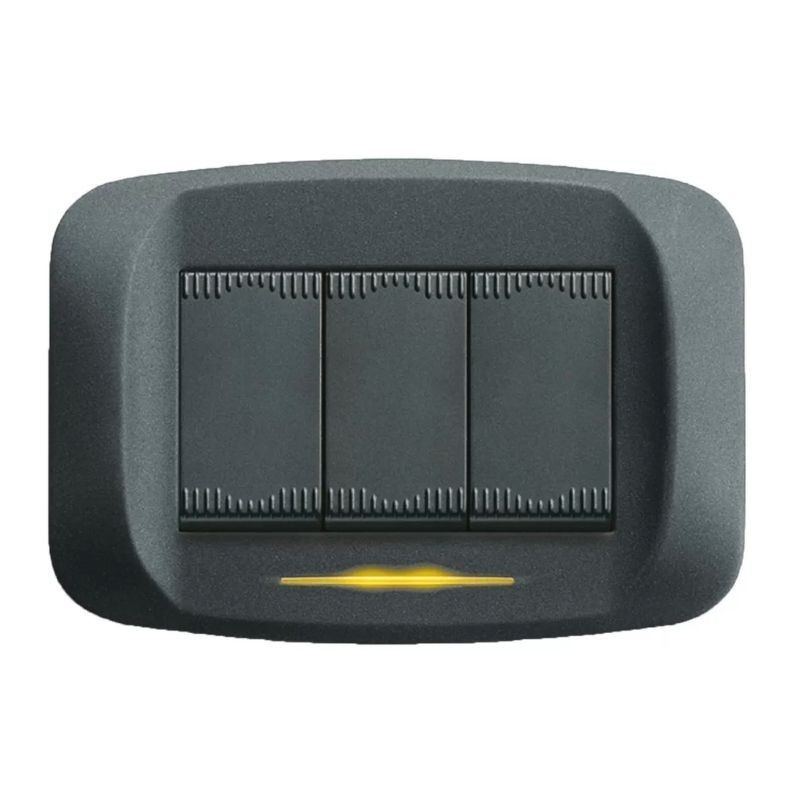 Placca Griglio scuro metallizzato 3 moduli Banquise 45 Ave 45PB93GSM