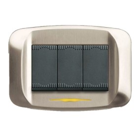 Placca Nichel spazzolato 3 moduli Banquise sistema 45 Ave 45PB93NCS