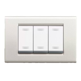 Placca Bianco Banquise micalizzato 3 moduli Zama 45 Ave 45P93BMC