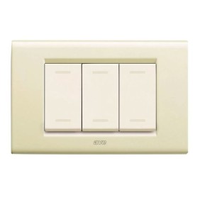 Placca Bianco Blanc (RAL 1013) 3 moduli Zama sistema 45 Ave 45P93BP