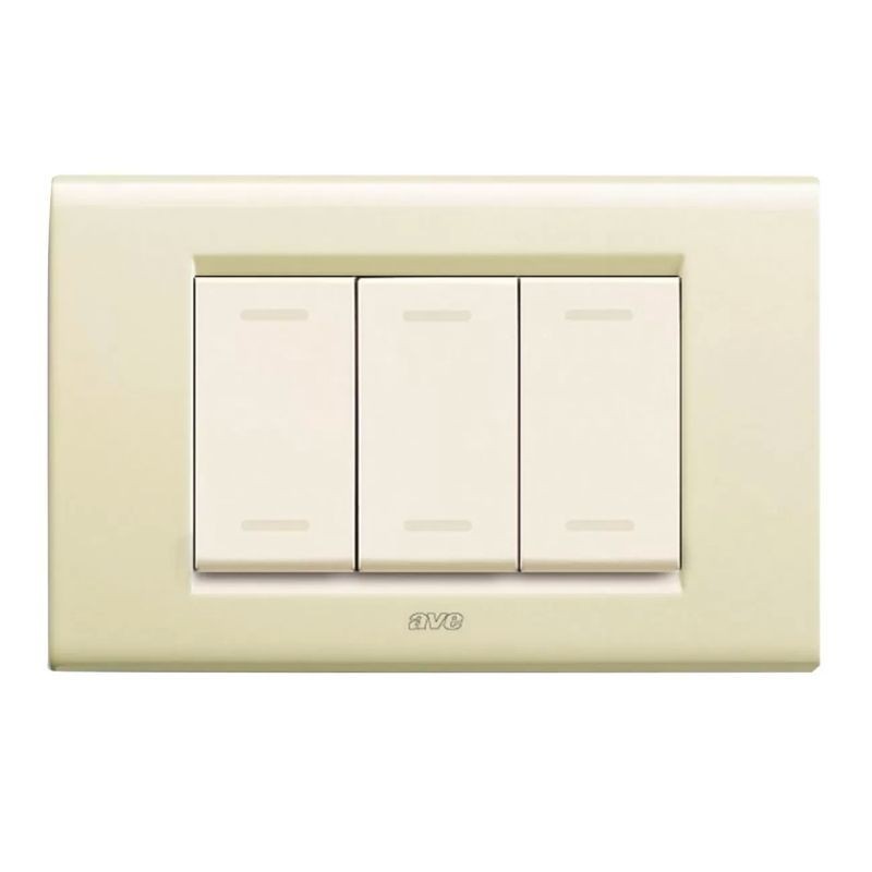 Placca Bianco Blanc (RAL 1013) 3 moduli Zama sistema 45 Ave 45P93BP