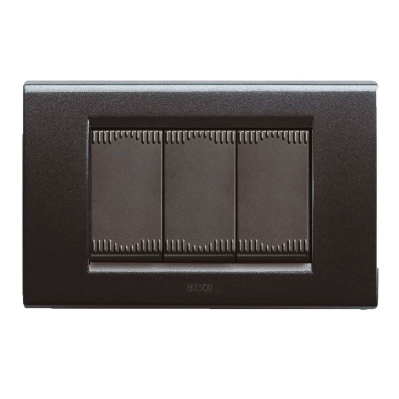 Placca Grigio scuro metallizzato 3 moduli Zama 45 Ave 45P93GSM