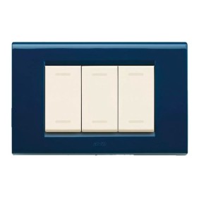 Placca Blu marine 3 moduli Zama sistema 45 in metallo Ave 45P93BM