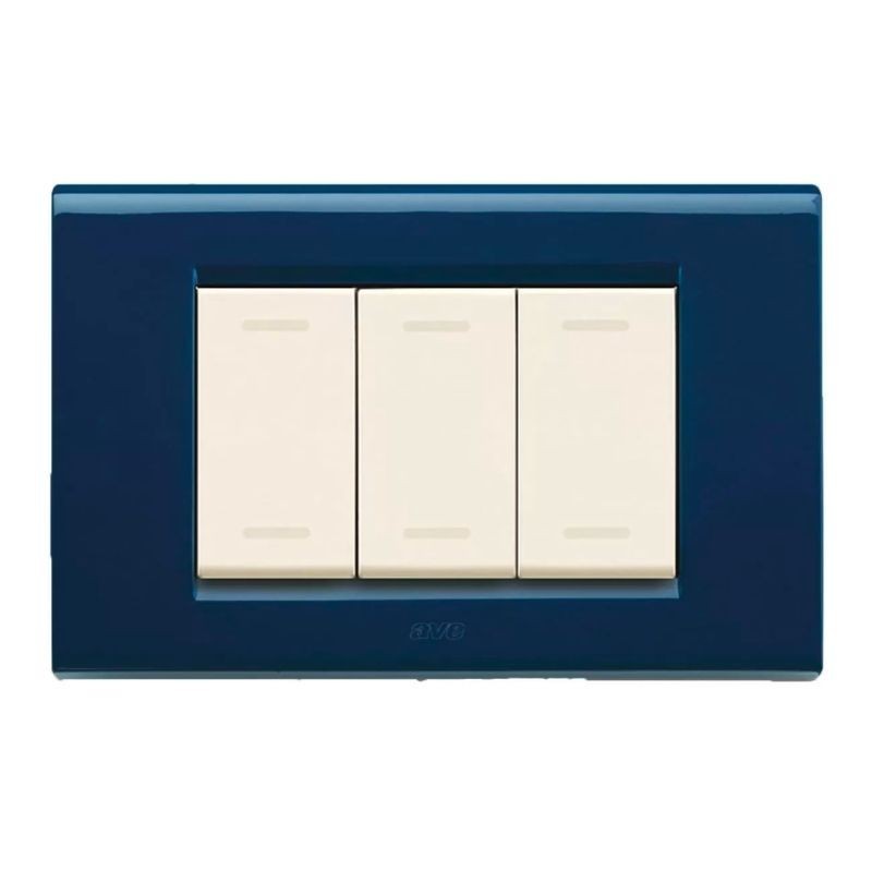 Placca Blu marine 3 moduli Zama sistema 45 in metallo Ave 45P93BM