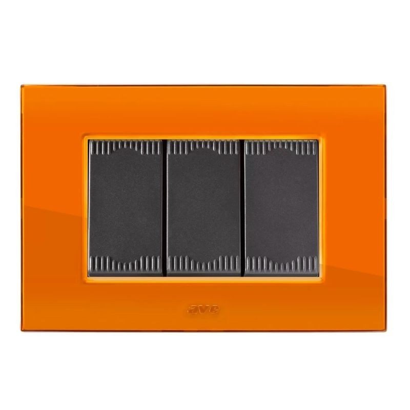 Placca Ambra brillante Spring 3 moduli in tecnopolimero Ave 45PS03ARB