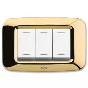 Placca AVE Ottone lucido 3 moduli Yes 45 45PY03OT