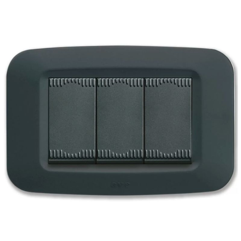 Placca AVE Grigio Noir 3 moduli Yes 45 45PY03GN