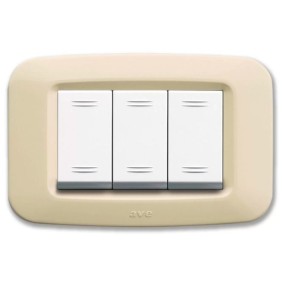 Placca AVE Bianco Blanc (RAL 1013) 3 moduli Yes 45 45PY03BP