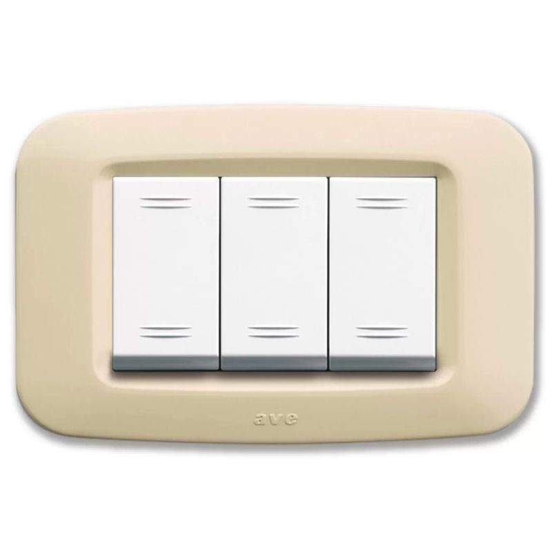 Placca AVE Bianco Blanc (RAL 1013) 3 moduli Yes 45 45PY03BP