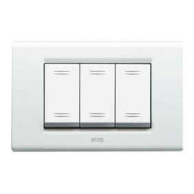 Placca AVE bianco Banquise (RAL 9016) 3 moduli Zama 45 45P93BG