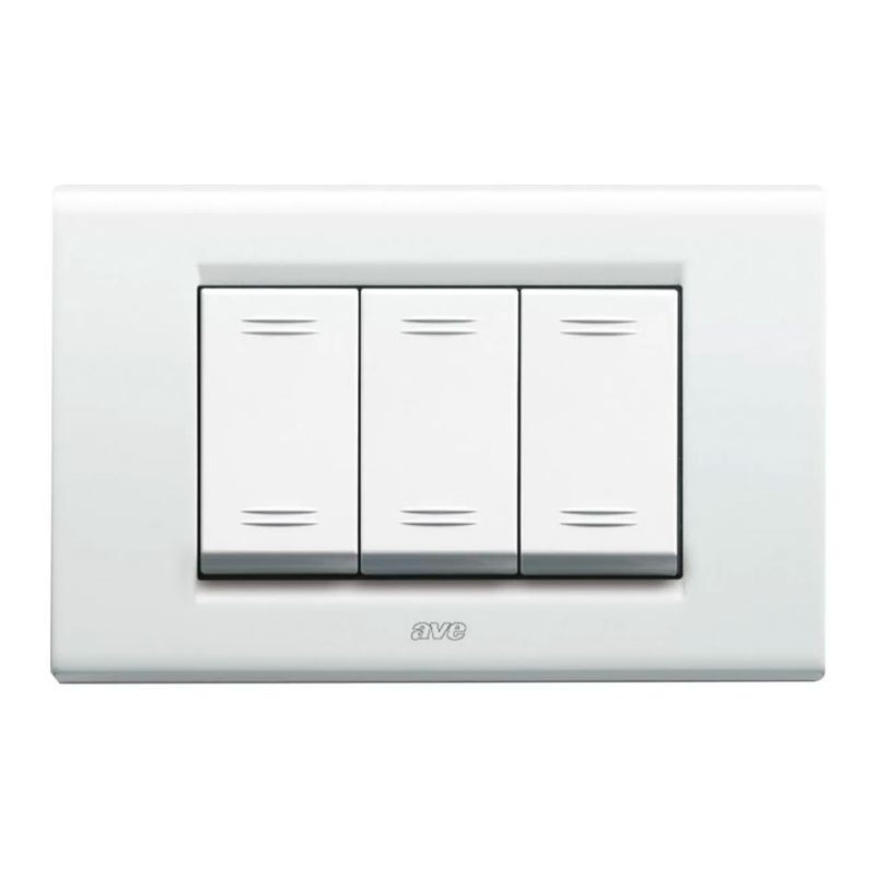 Placca AVE bianco Banquise (RAL 9016) 3 moduli Zama 45 45P93BG