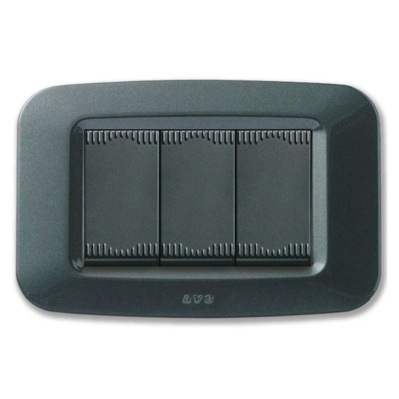 Placca AVE Grigio scuro metallizzato 3 moduli Yes 45 45PY03GSM