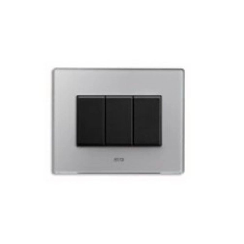 Placca AVE Grigio argentato Vera in vetro opaco 3 moduli 45PV3GO