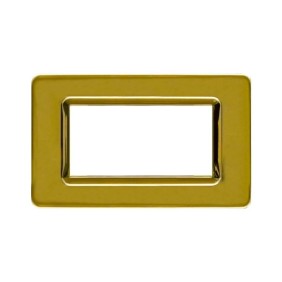 Placca AVE 44PY04OT "Tecnopolimero Sistema 44" 4 moduli Ottone lucido