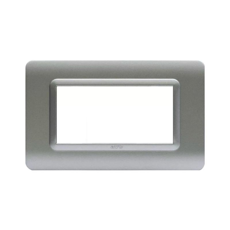 Placca AVE 44PY04AO "Tecnopolimero Sistema 44 " 4 moduli Argento opaco