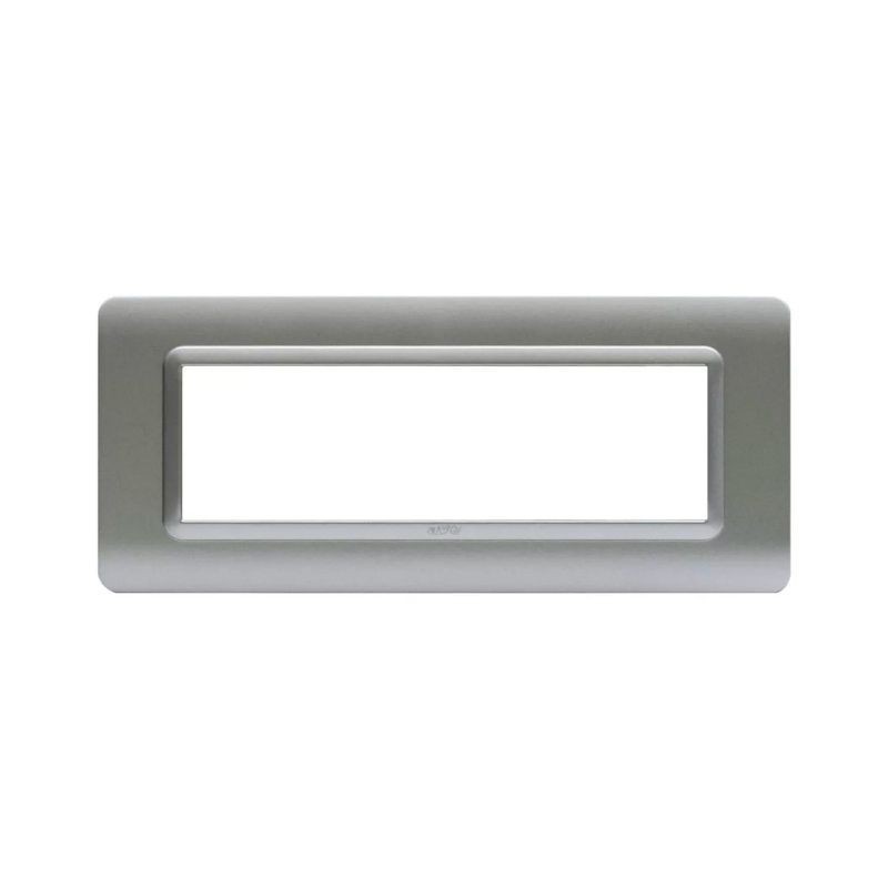 Placca AVE 44PY07AO "Tecnopolimero Sistema 44" 7 moduli  Argento opaco