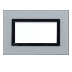 Placca Ave Sistema 44 "Vera 44" Vetro 4 moduli Grigio argentato 44PV4GO