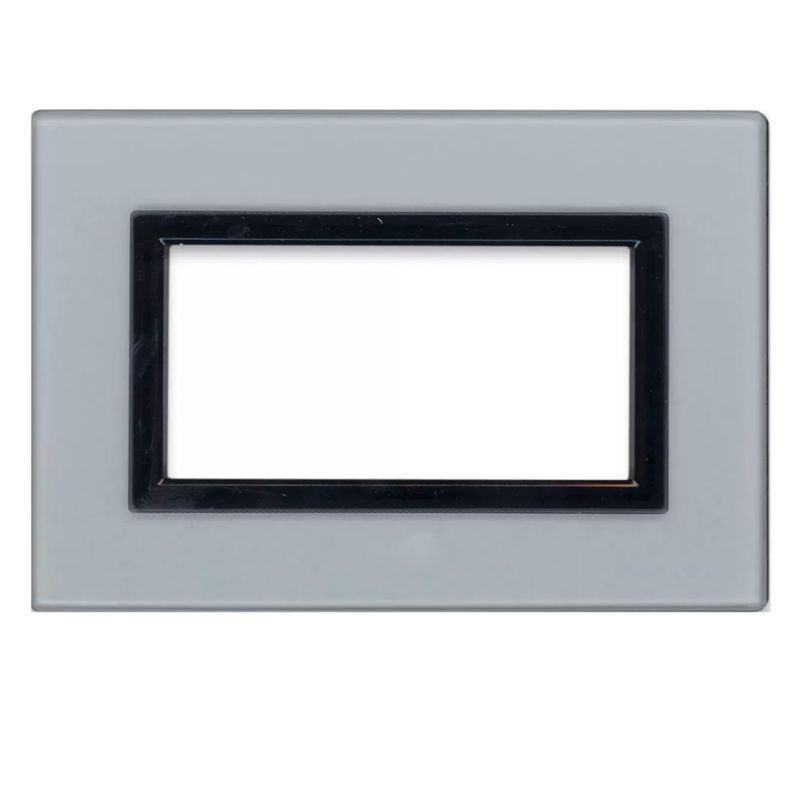 Placca Ave Sistema 44 "Vera 44" Vetro 4 moduli Grigio argentato 44PV4GO