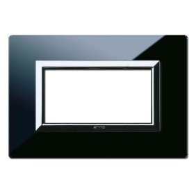 Placca Ave Sistema 44 "Vera 44" Vetro 4 moduli Nero assoluto 44PV4NAL