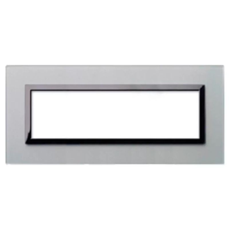 Placca Ave Sistema 44 "Vera 44" Vetro 7 moduli Grigio argentato 44PV7GO