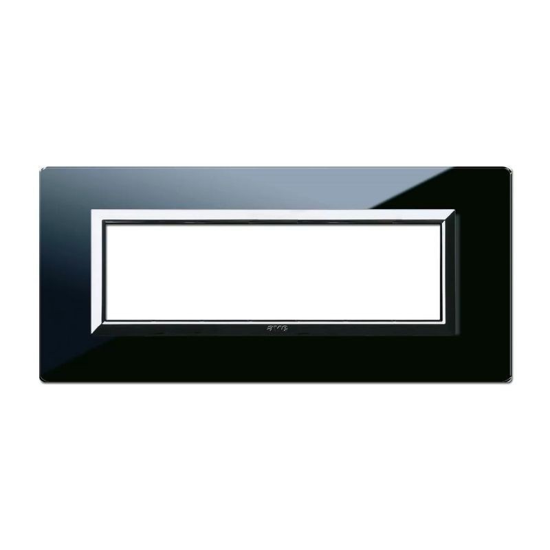 Placca Ave Sistema 44 "Vera 44" Vetro 7 moduli Nero assoluto 44PV7NAL