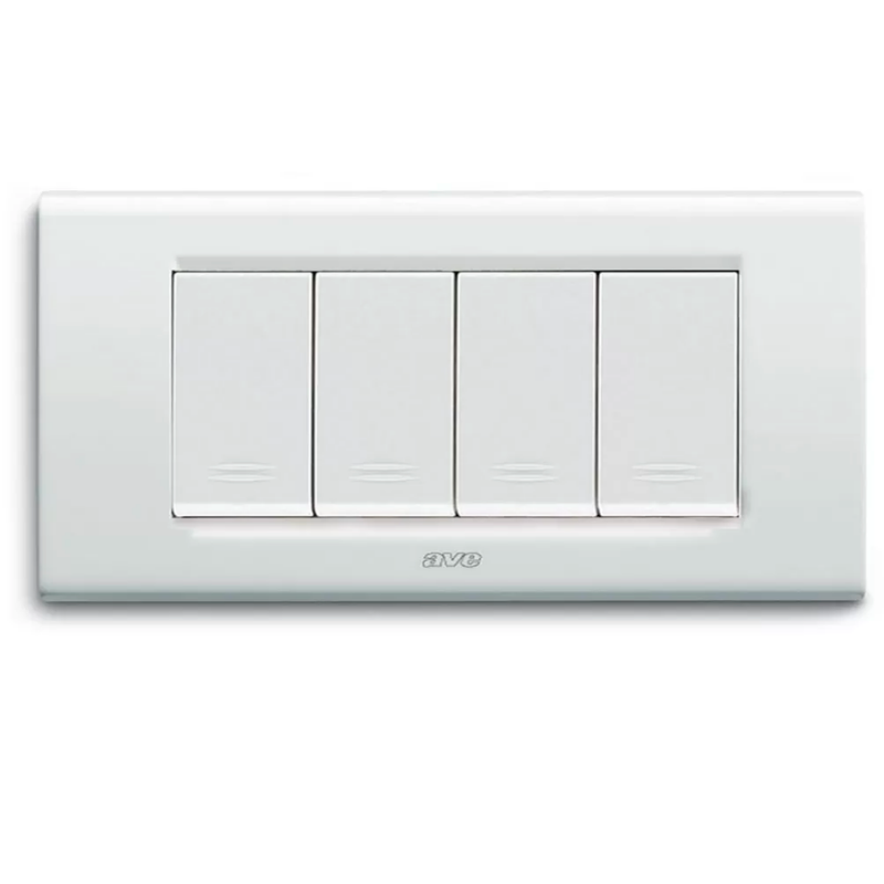 Placca AVE Bianco Banquise ral 9016 4 moduli Zama 45 45P94BG