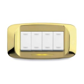 Placca AVE Ottone lucido 4 moduli Banquise 45 45PB94OT