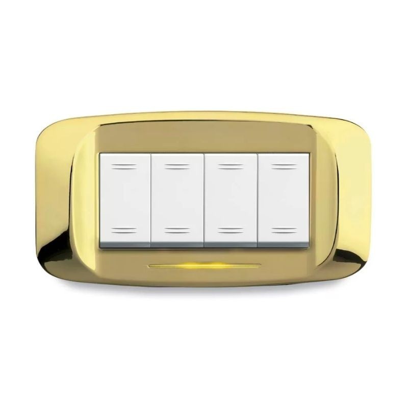 Placca AVE Ottone lucido 4 moduli Banquise 45 45PB94OT