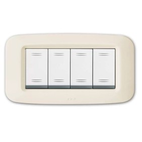 Placca AVE Bianco Blanc (RAL 1013) 4 moduli Yes 45 45PY04BP
