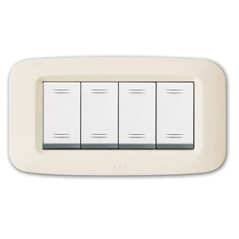 Placca AVE Bianco Blanc (RAL 1013) 4 moduli Yes 45 45PY04BP