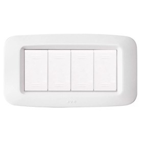 Placca AVE Bianco Banquise (RAL 9016) 4 moduli Yes 45 45PY04BB