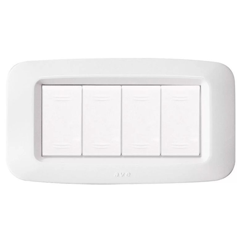 Placca AVE Bianco Banquise (RAL 9016) 4 moduli Yes 45 45PY04BB