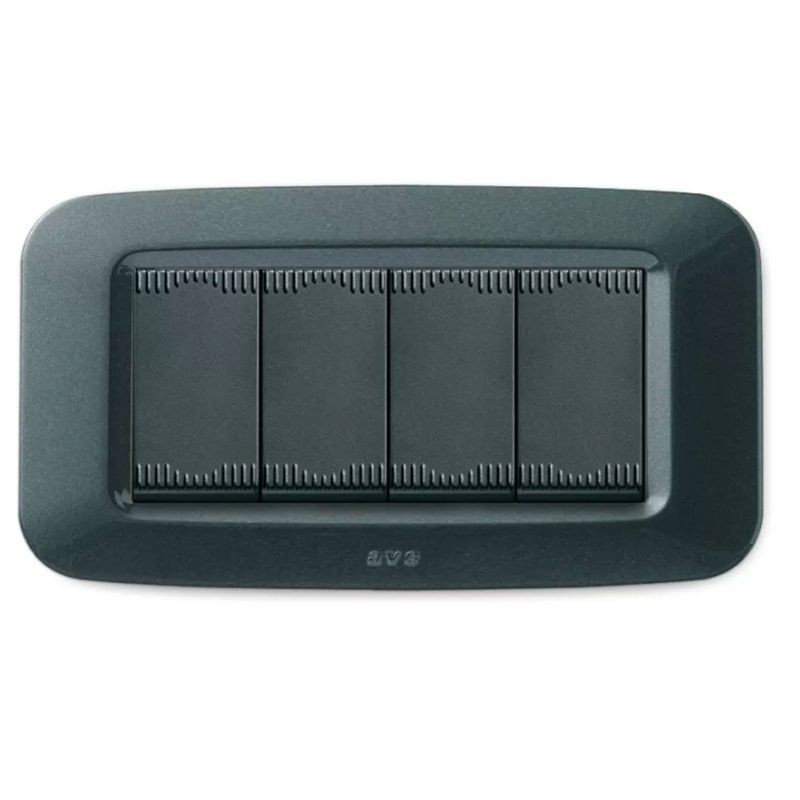 Placca AVE Grigio scuro metallizzato 4 moduli Yes 45 45PY04GSM