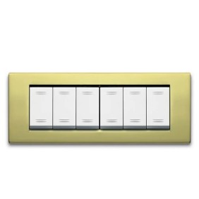 Placca AVE Ottone lucido 6 moduli Zama 45 45P96TT
