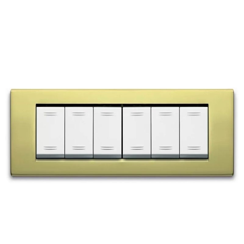 Placca AVE Ottone lucido 6 moduli Zama 45 45P96TT