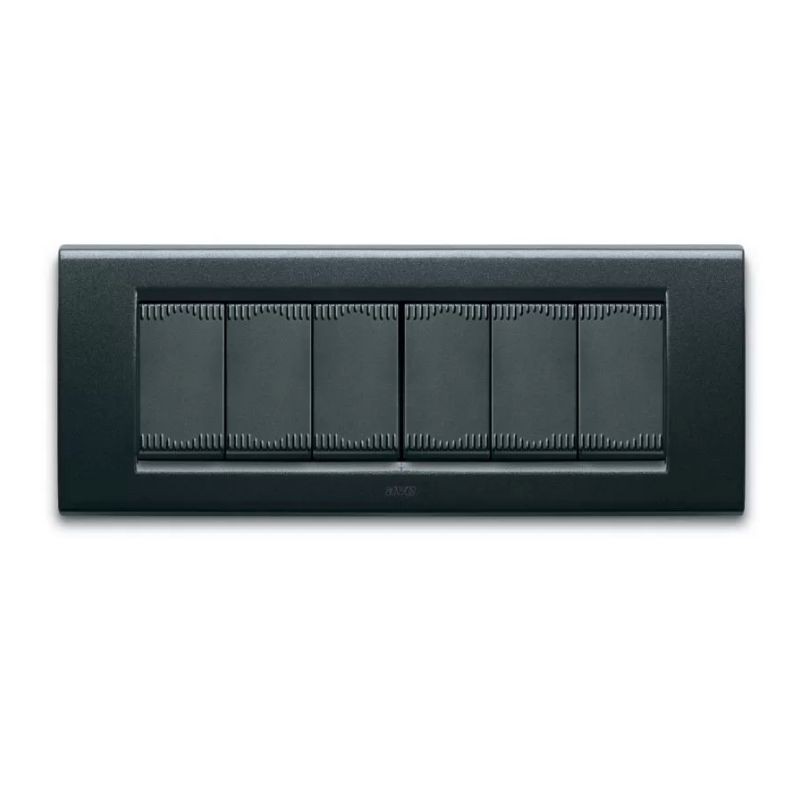 Placca AVE Grigio scuro metallizzato 6 moduli Zama 45 45P96GSM