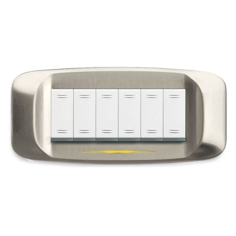 Placca AVE Nichel spazzolato 6 moduli Banquise 45 45PB96NCS