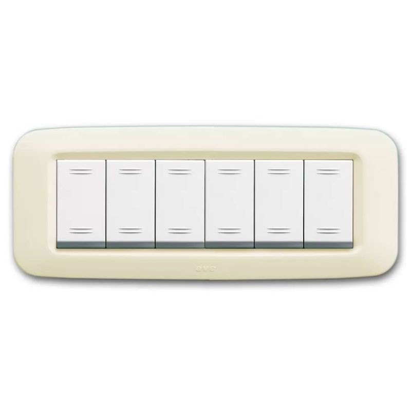 Placca AVE Bianco Blanc (RAL 1013) 6 moduli Yes 45 45PY06BP