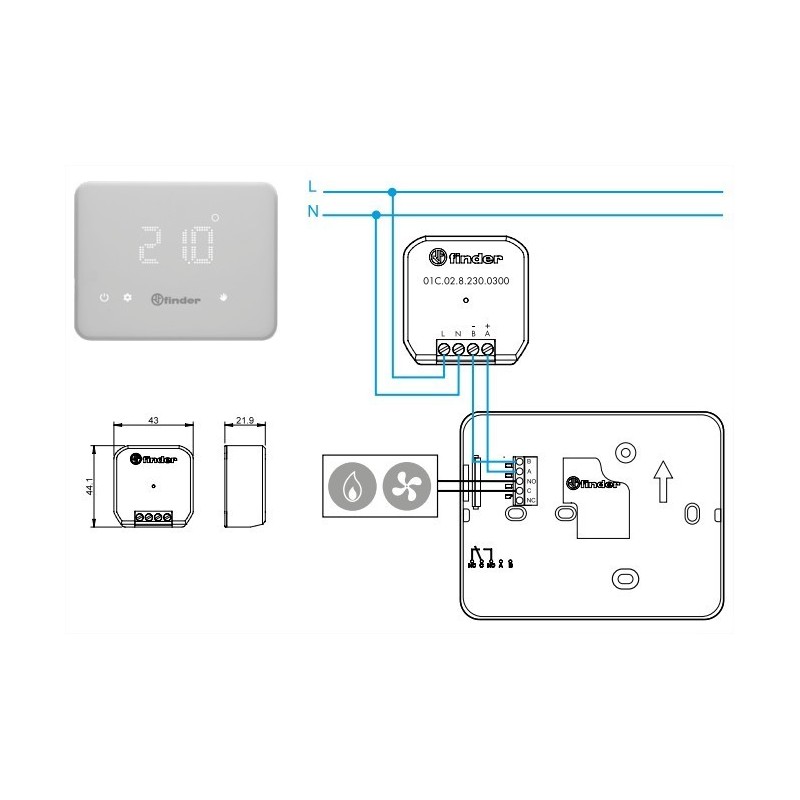 Alimentatore per termostato Bliss 1C.91 Finder 01C0282300300