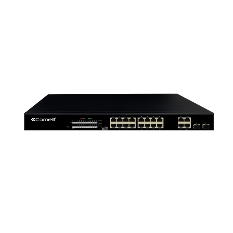 Switch di rete 16 porte PoE + 4 combo + 2 GE Comelit IPSWP22N01A