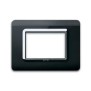 Placca AVE 44PY03NAL "Tecnopolimero Sistema 44" 3 moduli nero assoluto
