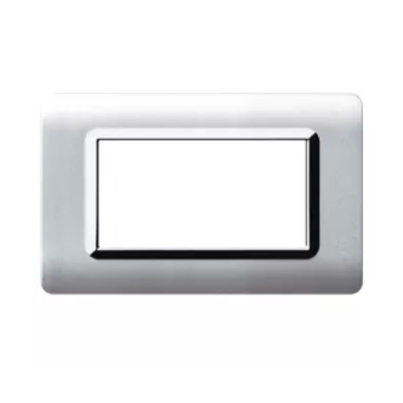 Placca AVE  44PY04ALS "Tecnopolimero Sistema 44" 4 moduli Alluminio naturale