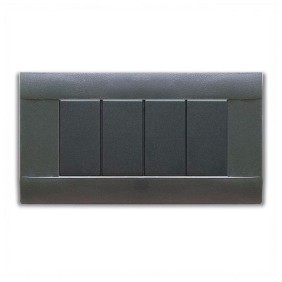 Placca Ave 4 moduli in tecnopolimero sabbiata grigio Noir 45P04GN