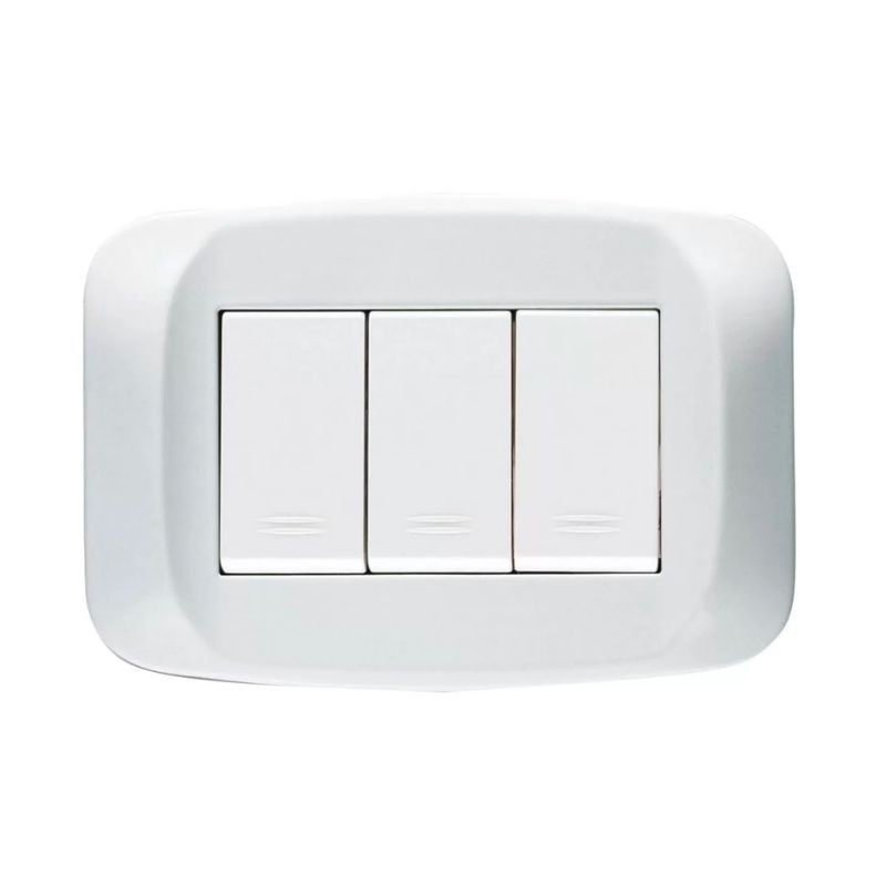 Placca Ave in Tecnopolimero 3 posti Bianco Banquise 45PB03BB