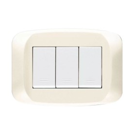 Placca Ave in Tecnopolimero 3 posti Bianco Panna 45PB03BP