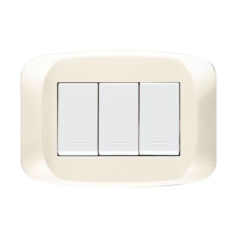 Placca Ave in Tecnopolimero 3 posti Bianco Panna 45PB03BP
