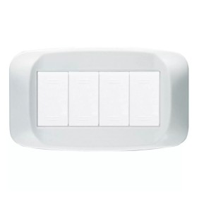 Placca Ave in Tecnopolimero 4 posti Bianco Banquise 45PB04BB